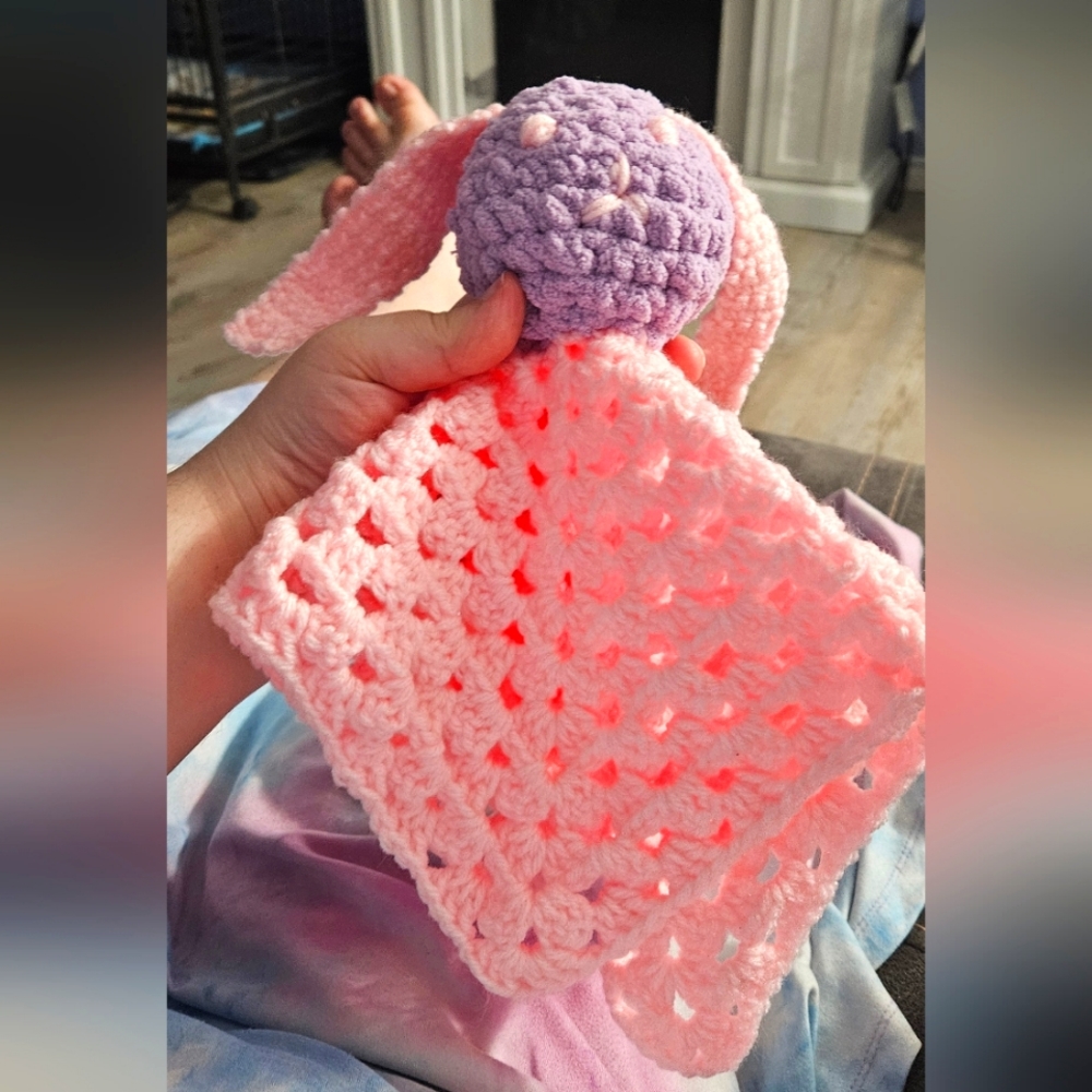 Pink and Purple Crochet Bunny Lovey